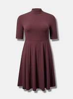 Mini Super Soft Rib Elbow Mock Neck Dress