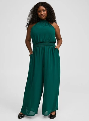 Sleeveless High Neck Chiffon Jumpsuit