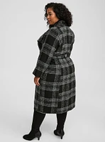 Boucle Drape Front Trench Coat