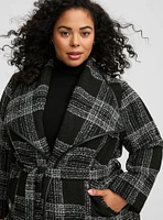 Boucle Drape Front Trench Coat