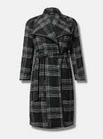 Boucle Drape Front Trench Coat