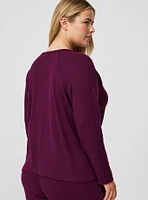 Super Soft Plush Rib Henley Long Sleeve Sleep Tee