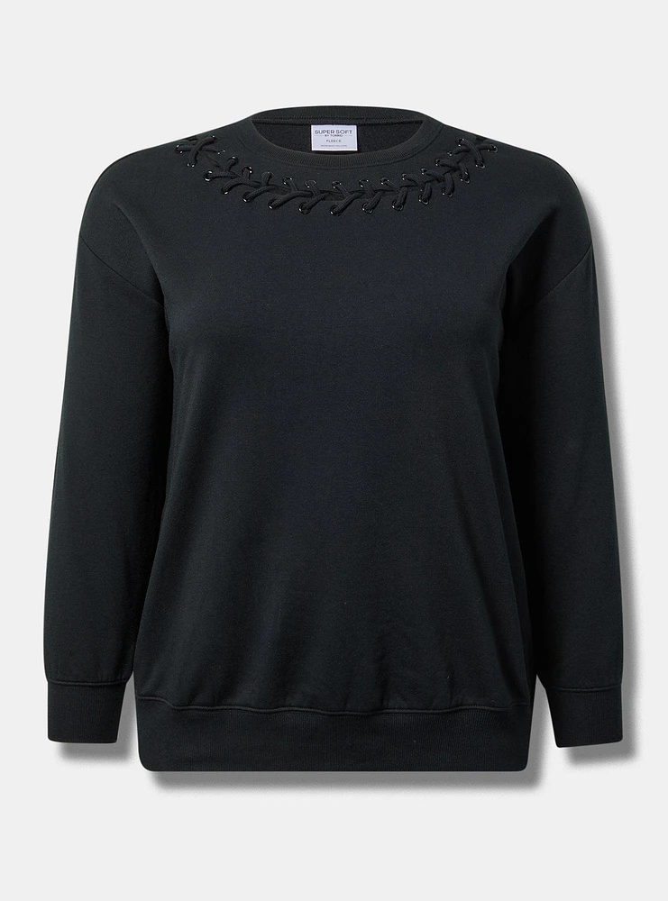 Super Soft Fleece Drop Shoulder Grommet Sweatshirt