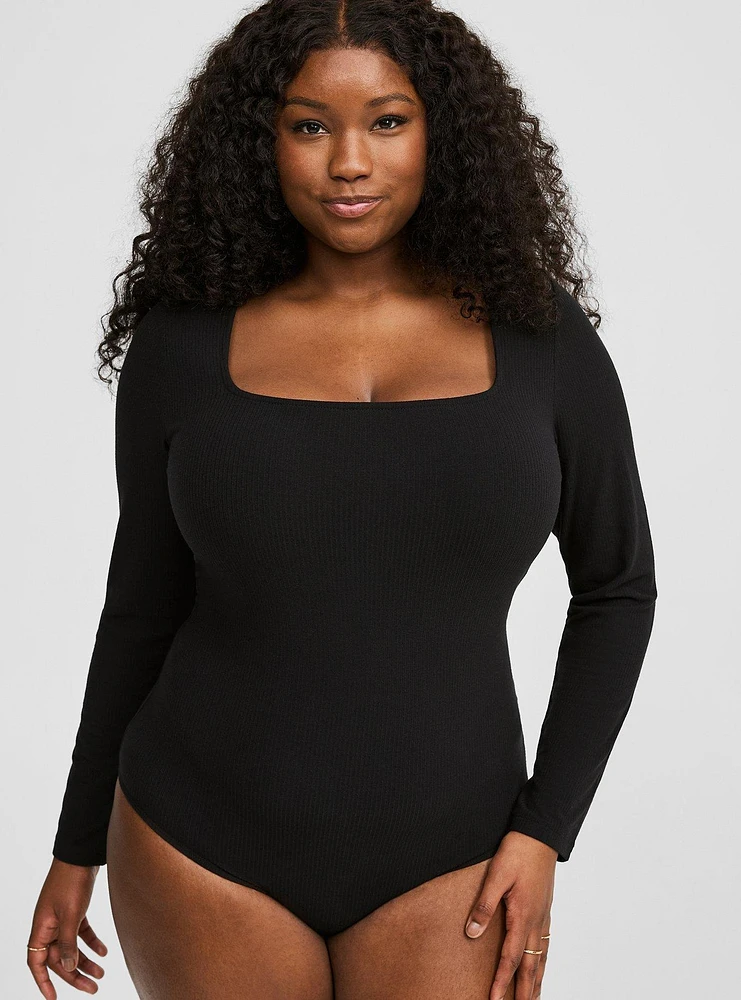 Super Soft Rib Square Neck Long Sleeve Bodysuit