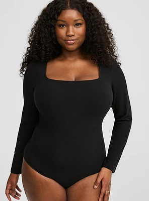 Super Soft Rib Square Neck Long Sleeve Bodysuit