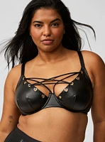 Grommet Pleather Underwire Bra