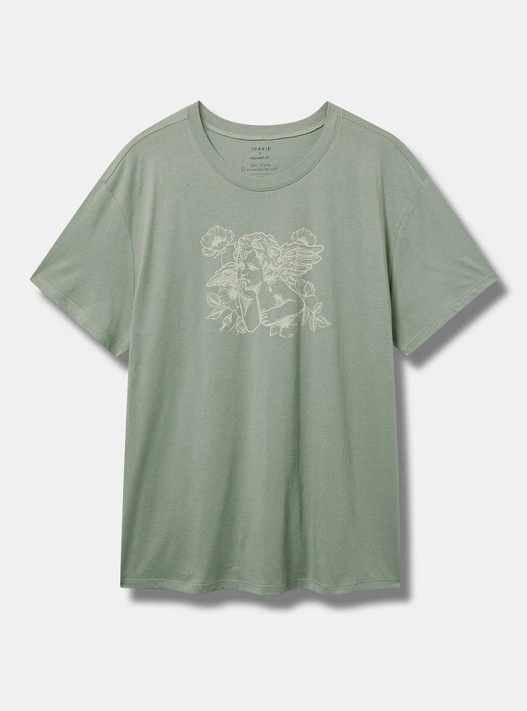 Floral Cherub Relaxed Fit Cotton Crew Tee