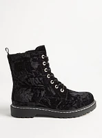 Crushed Velvet Combat Bootie (WW