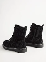 Crushed Velvet Combat Bootie (WW