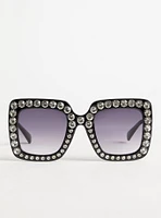 Rhinestone Square Oversized Sunglasses