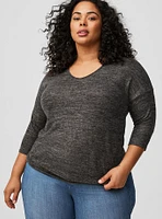 Relaxed Super Soft Plush V-Neck Shimmer Sweatshirt