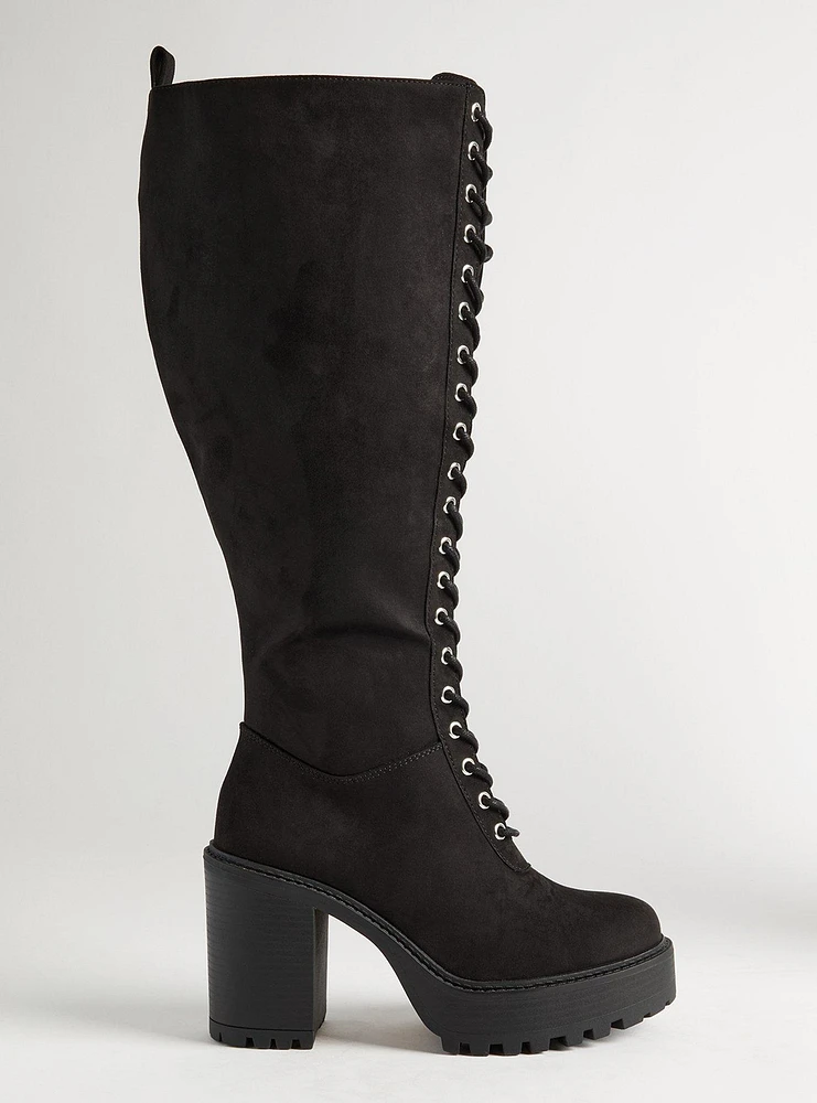 Lace-Up Heeled Knee Boot (WW