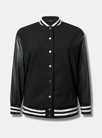 Softest Coat Faux Leather Sleeve Bomber