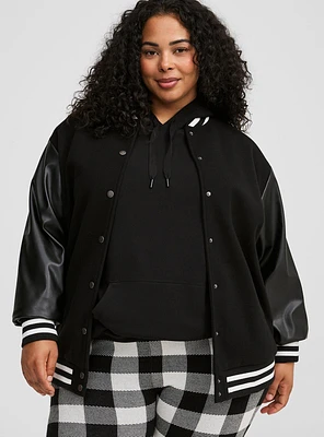 Softest Coat Faux Leather Sleeve Bomber