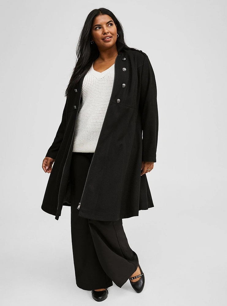 Softest Coat Zip Front Military