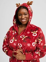 Fleece Hooded Reindeer Lounge Onesie