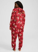 Fleece Hooded Reindeer Lounge Onesie