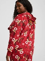 Fleece Hooded Reindeer Lounge Onesie