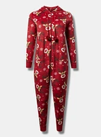 Fleece Hooded Reindeer Lounge Onesie