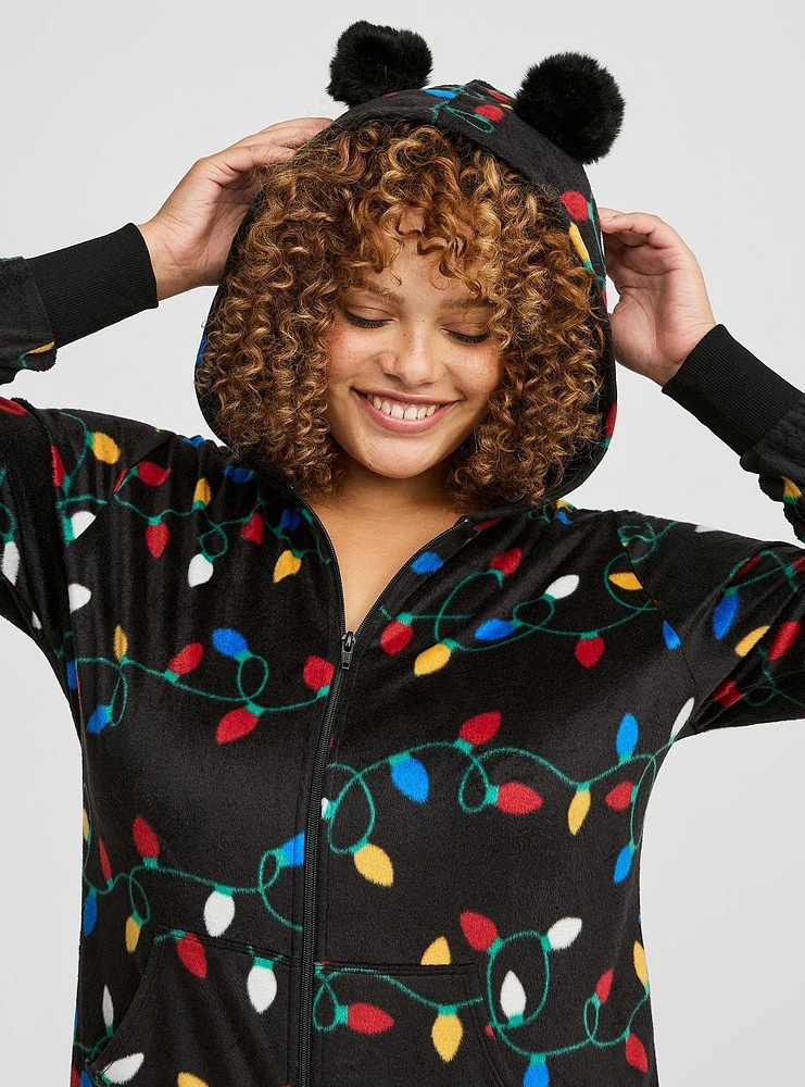 Fleece Pom Ears Lounge Onesie