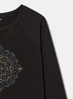 Mandala Classic Fit Cozy Fleece Raglan Embroidered Sweatshirt