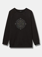 Mandala Classic Fit Cozy Fleece Raglan Embroidered Sweatshirt