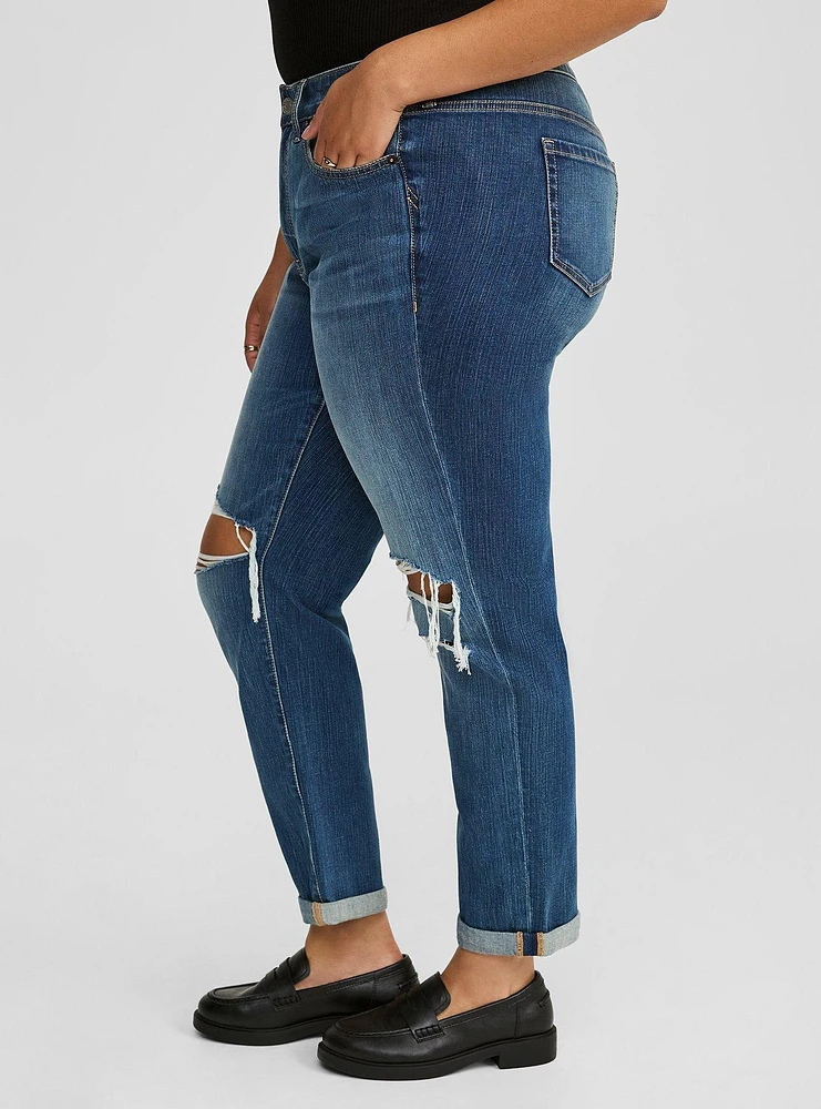 Boyfriend Mid-Rise Rigid+Stretch Denim Jean