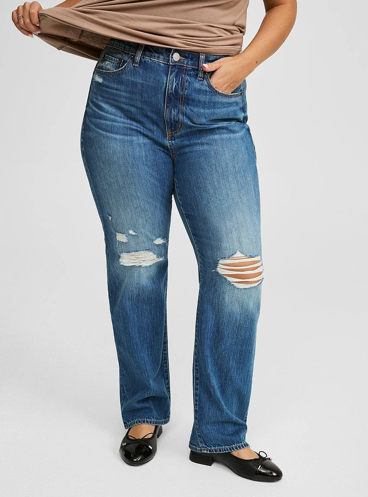 Straight High-Rise Rigid+Stretch Denim Jean