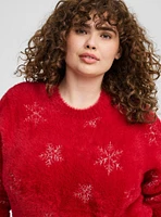 Eyelash Lurex Crew Neck Pullover Sweater