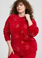 Eyelash Lurex Crew Neck Pullover Sweater