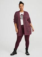 Waffle Drop Shoulder Open Cardigan