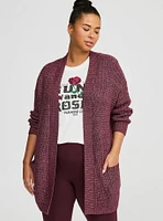 Waffle Drop Shoulder Open Cardigan