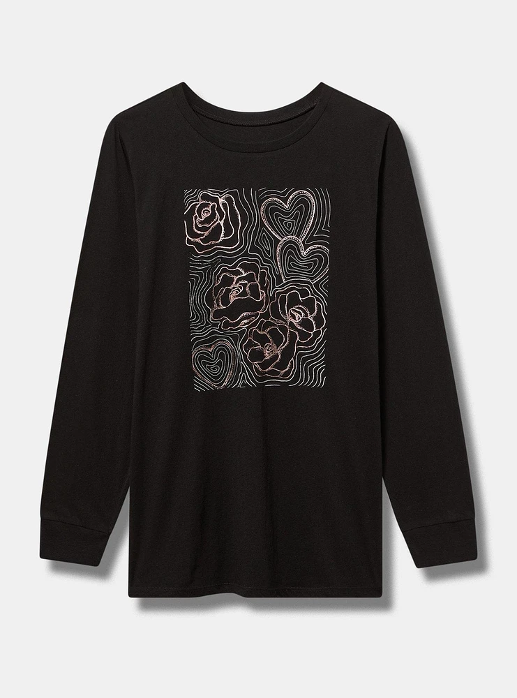 Rose Aura Classic Fit Cotton Jersey Long Sleeve Tee