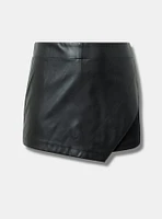 Pull-On Asymmetrical Faux Leather Skort