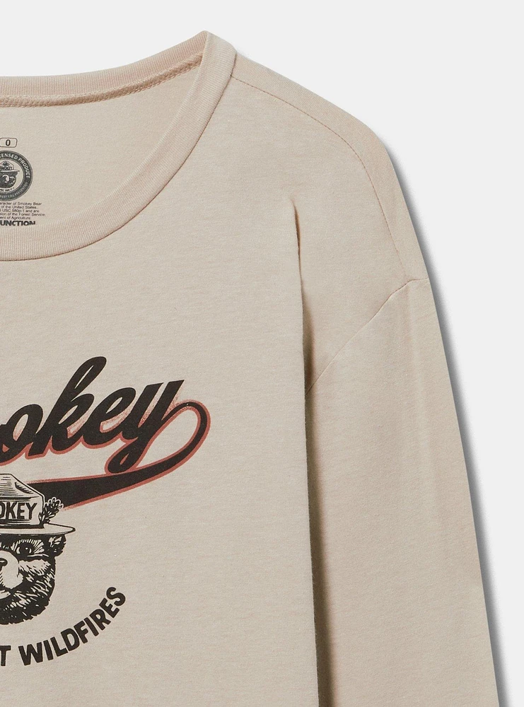 Smokey The Bear Classic Fit Long Sleeve Drop Shoulder Tee