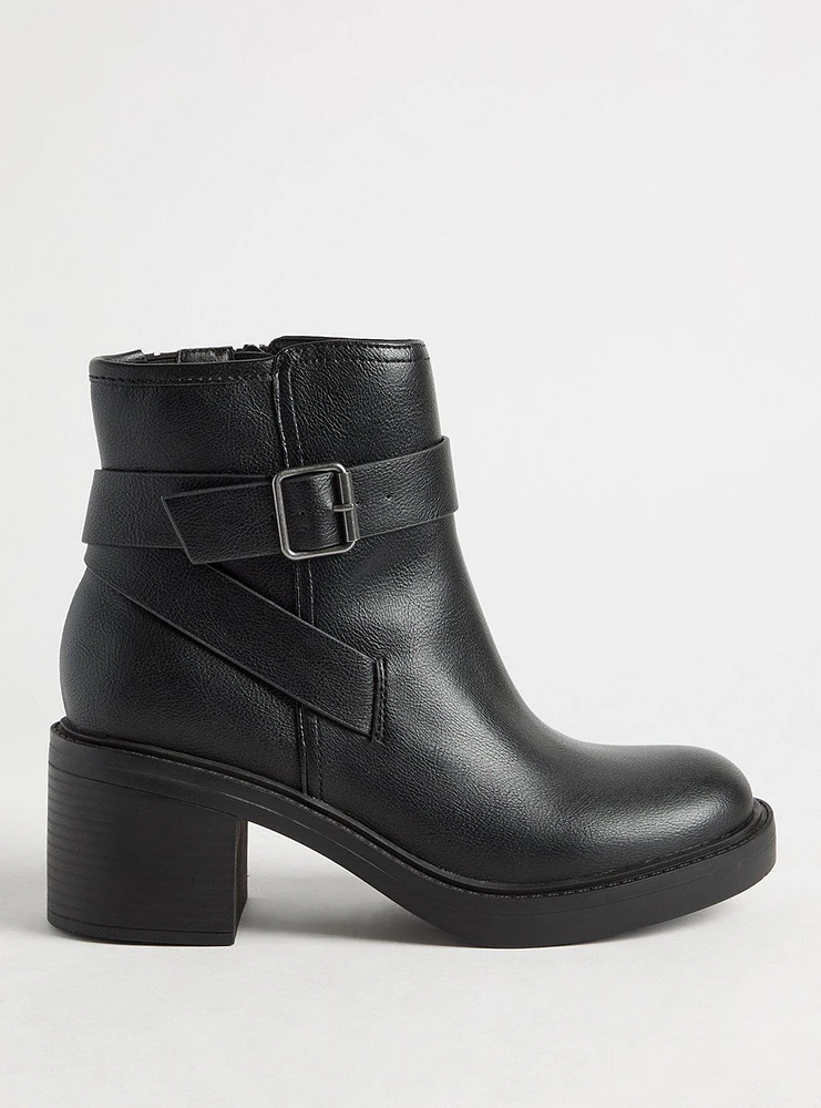 Ankle Buckle Strap Heeled Bootie (WW