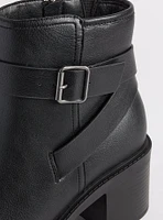 Ankle Buckle Strap Heeled Bootie (WW