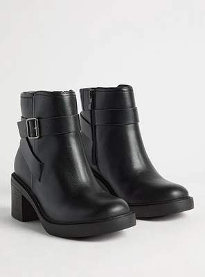 Ankle Buckle Strap Heeled Bootie (WW