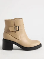 Ankle Buckle Strap Heeled Bootie (WW