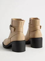 Ankle Buckle Strap Heeled Bootie (WW