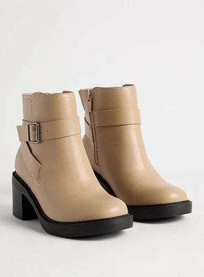 Ankle Buckle Strap Heeled Bootie (WW