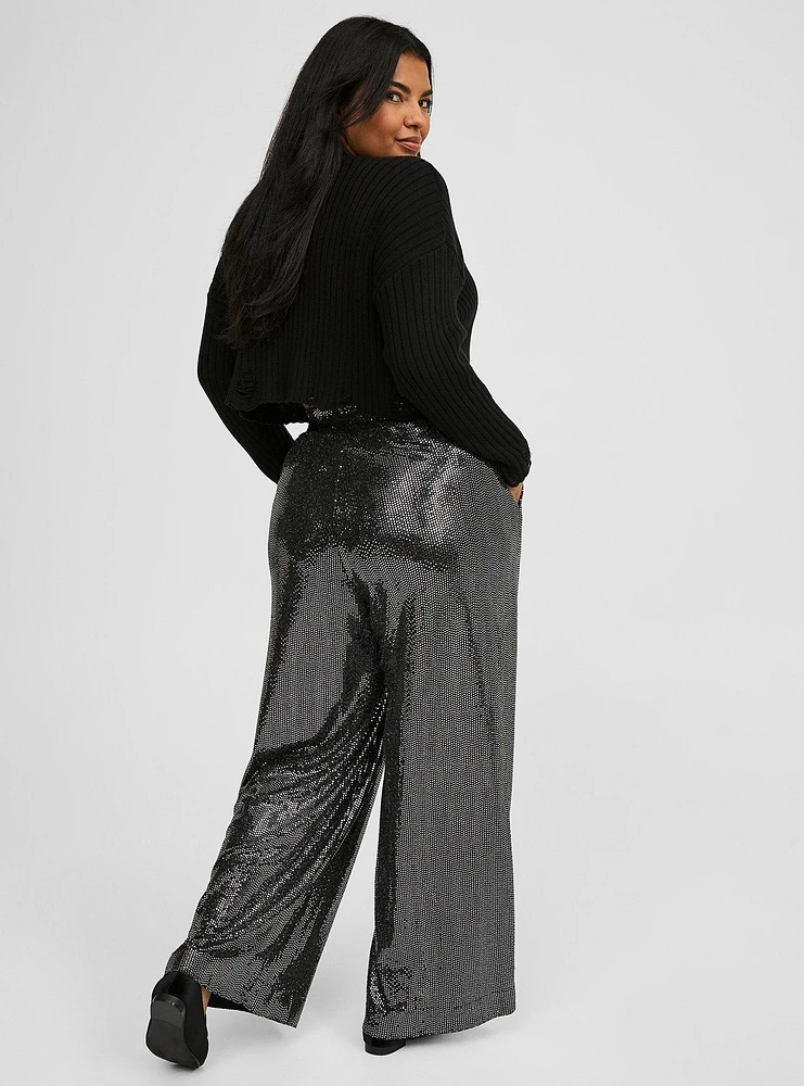 Wide Leg Sequin High Waisted Pant