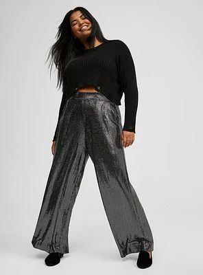 Wide Leg Sequin High Waisted Pant