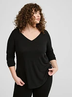 Lyocell V Neck Open Back Tunic Tee