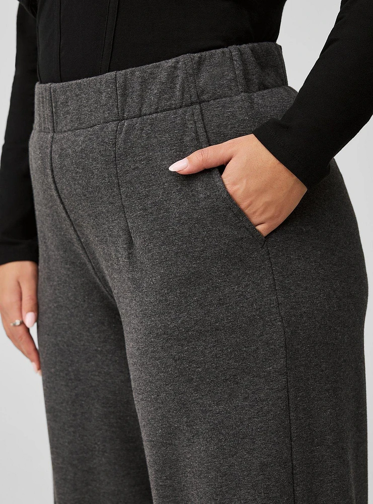 Pull-On Wide Leg Fleece High Rise Pant