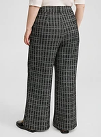 Pull-On Wide Leg Boucle High Rise Pant