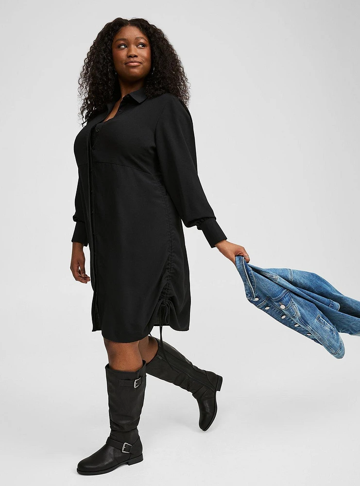 Long Sleeve Button Front Shirt Dress