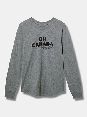 Oh Canada Classic Fit Long Sleeve Raglan Jersey Crew Tee