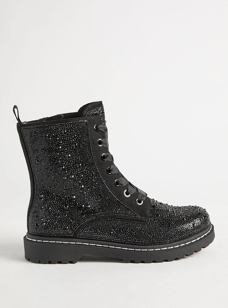 Embellished Laceup Combat Bootie (WW