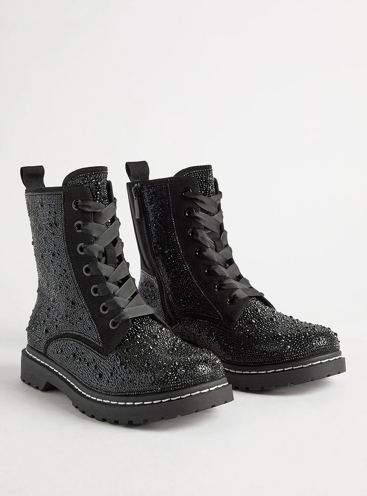 Embellished Laceup Combat Bootie (WW